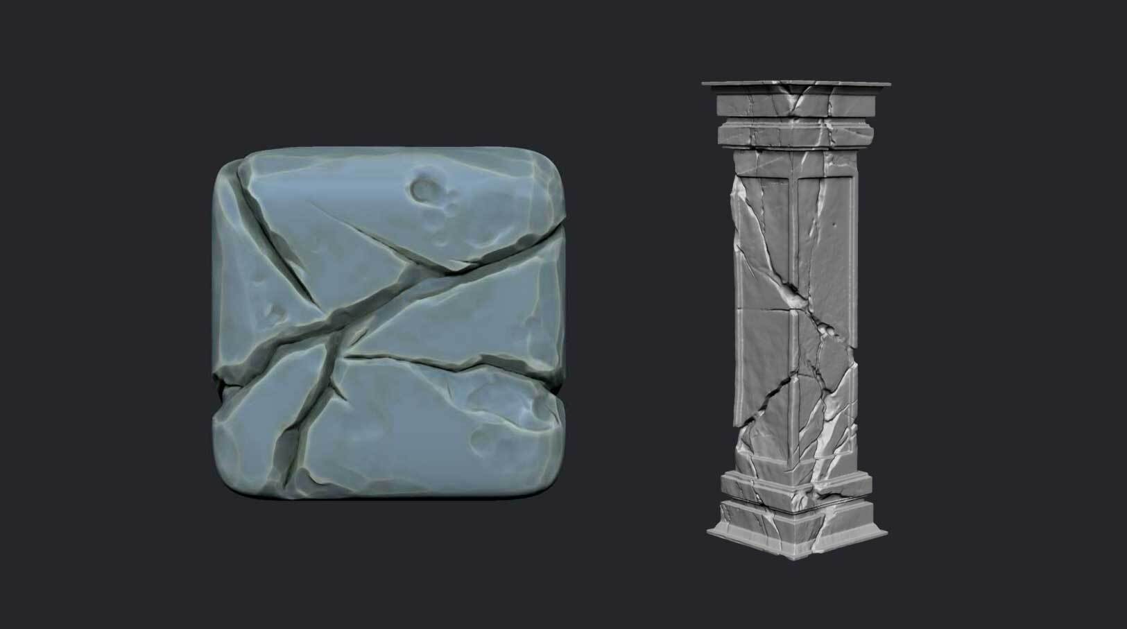 Sculpting stylized cracks on rocks