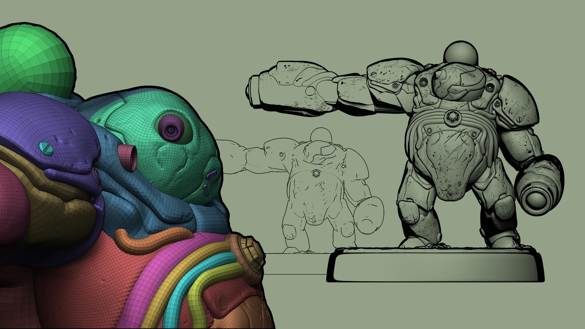 Comic-style outlines with geometry in ZBrush