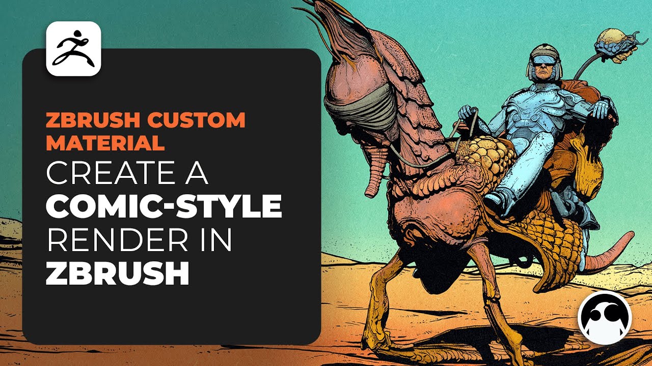 Create a comic-style render in ZBrush with a custom material