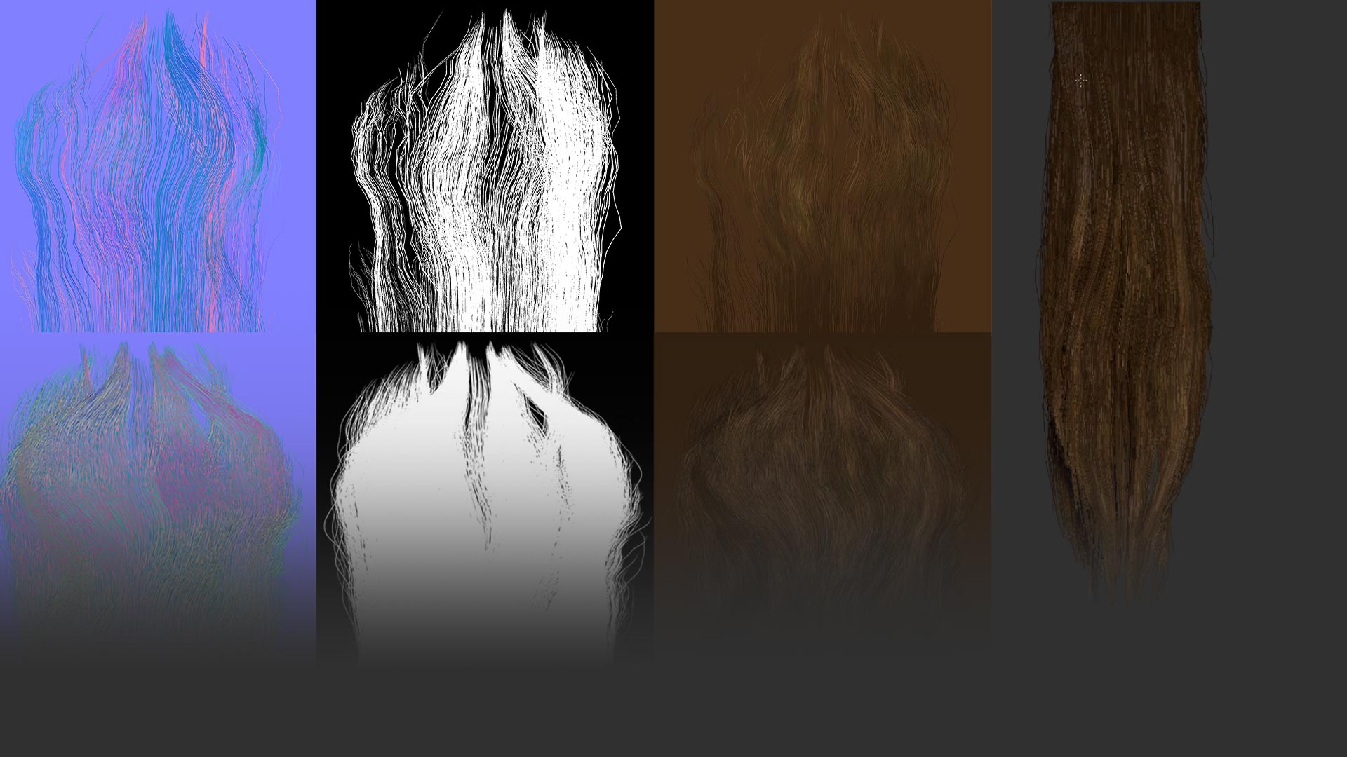 Low poly hair cards from FiberMesh