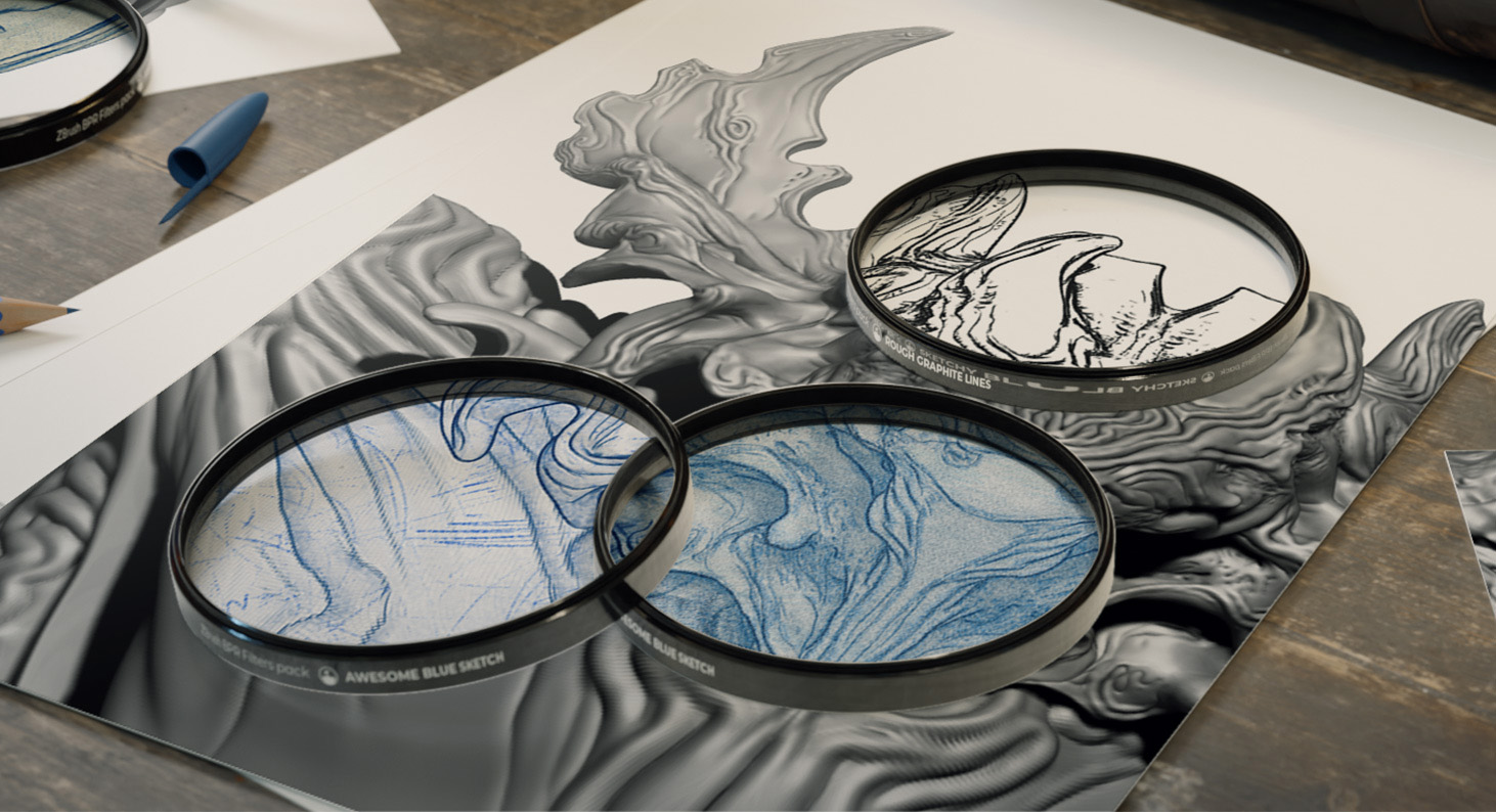 2D Sketches from 3D Meshes - ZBrush BPR filters pack
