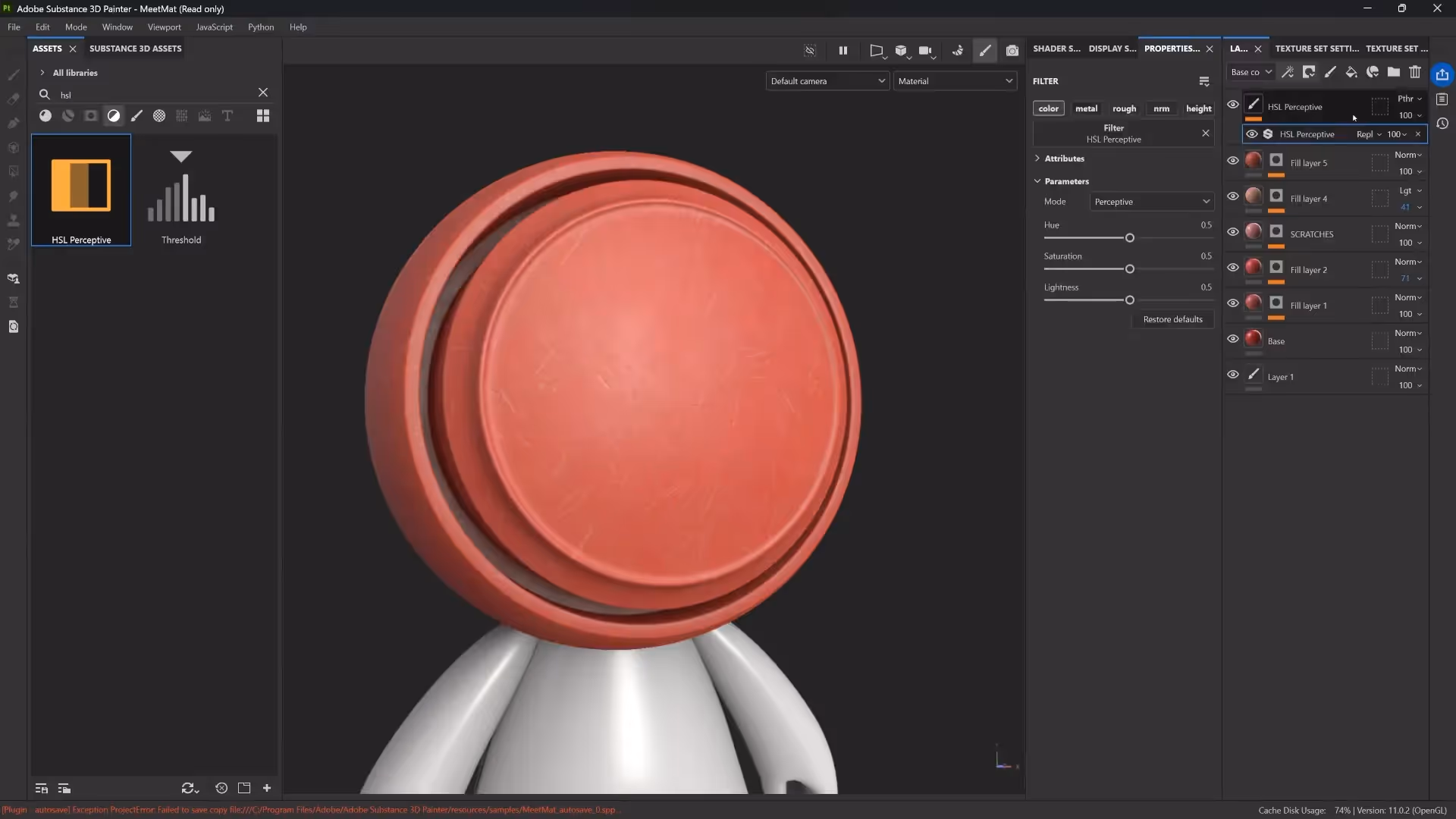 Applying HSL adjustment filter in Substance 3D Painter
