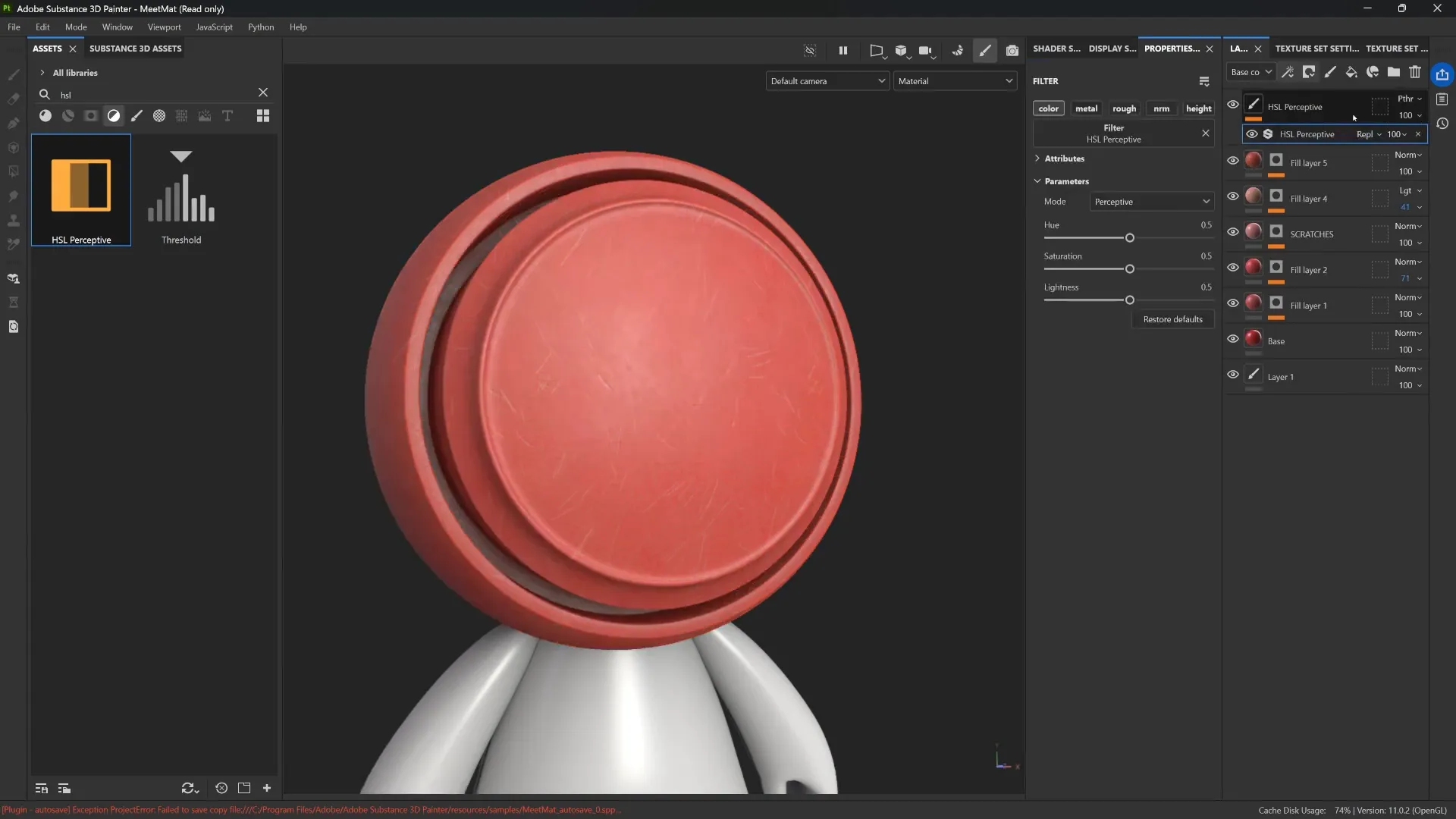Applying HSL adjustment filter in Substance 3D Painter