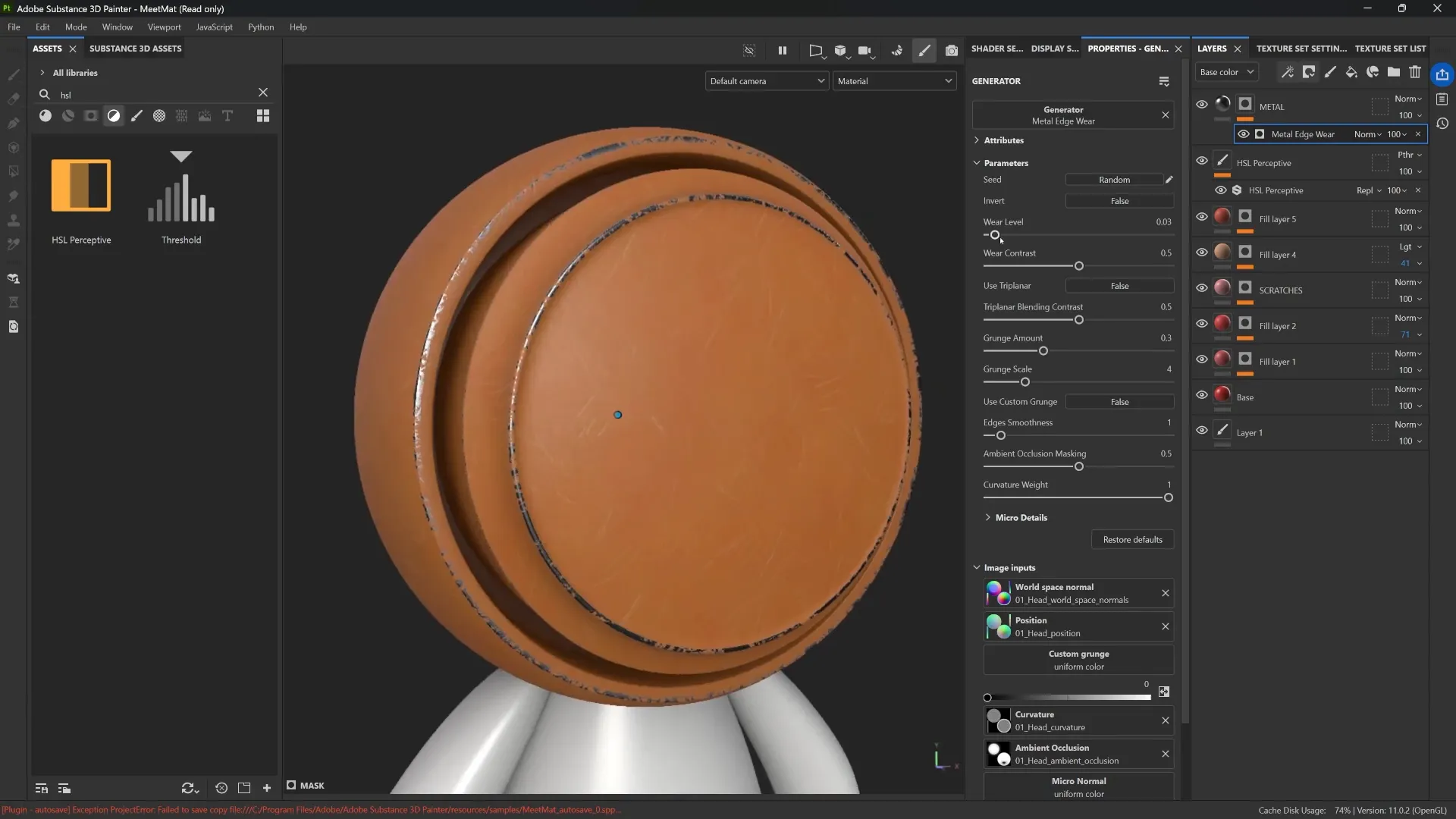 Applying metal edge wear generator in Substance 3D Painter