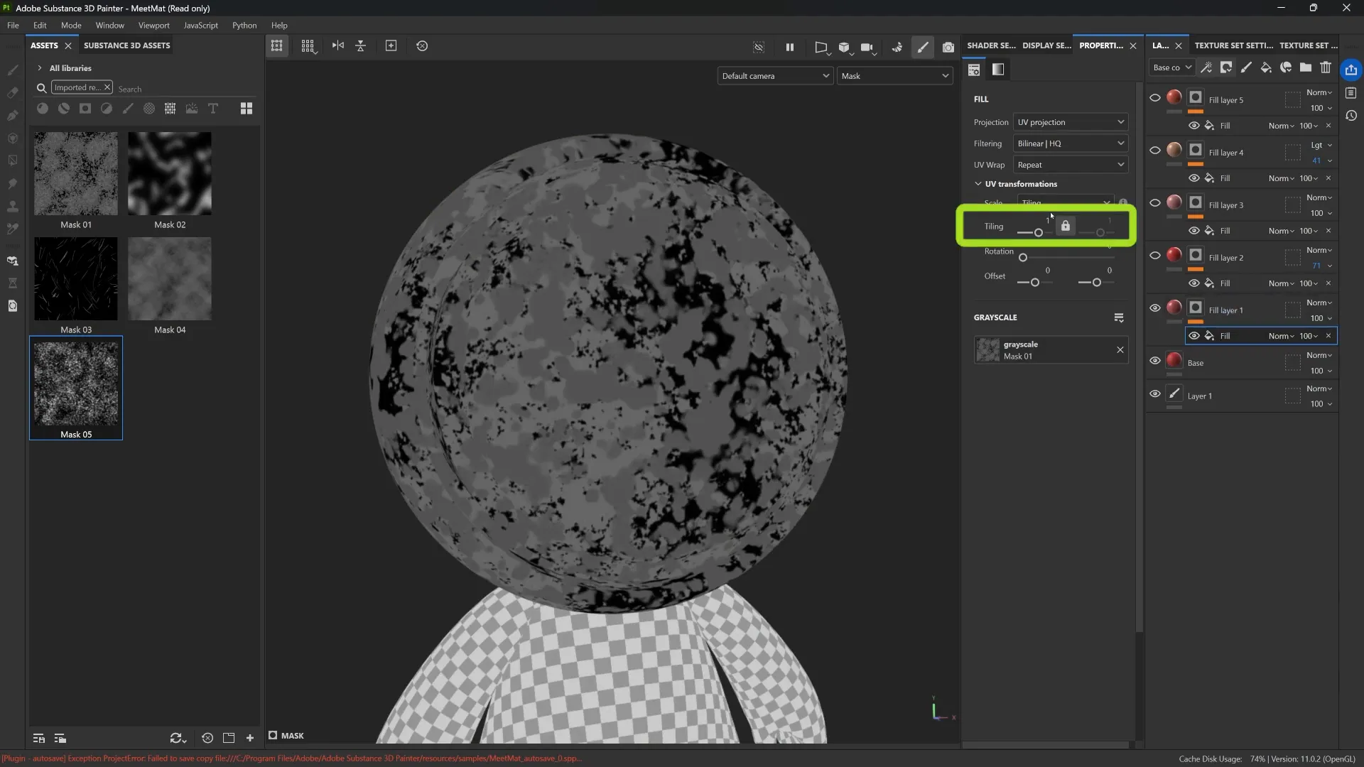Adjusting tile scale of mask textures in Substance 3D Painter