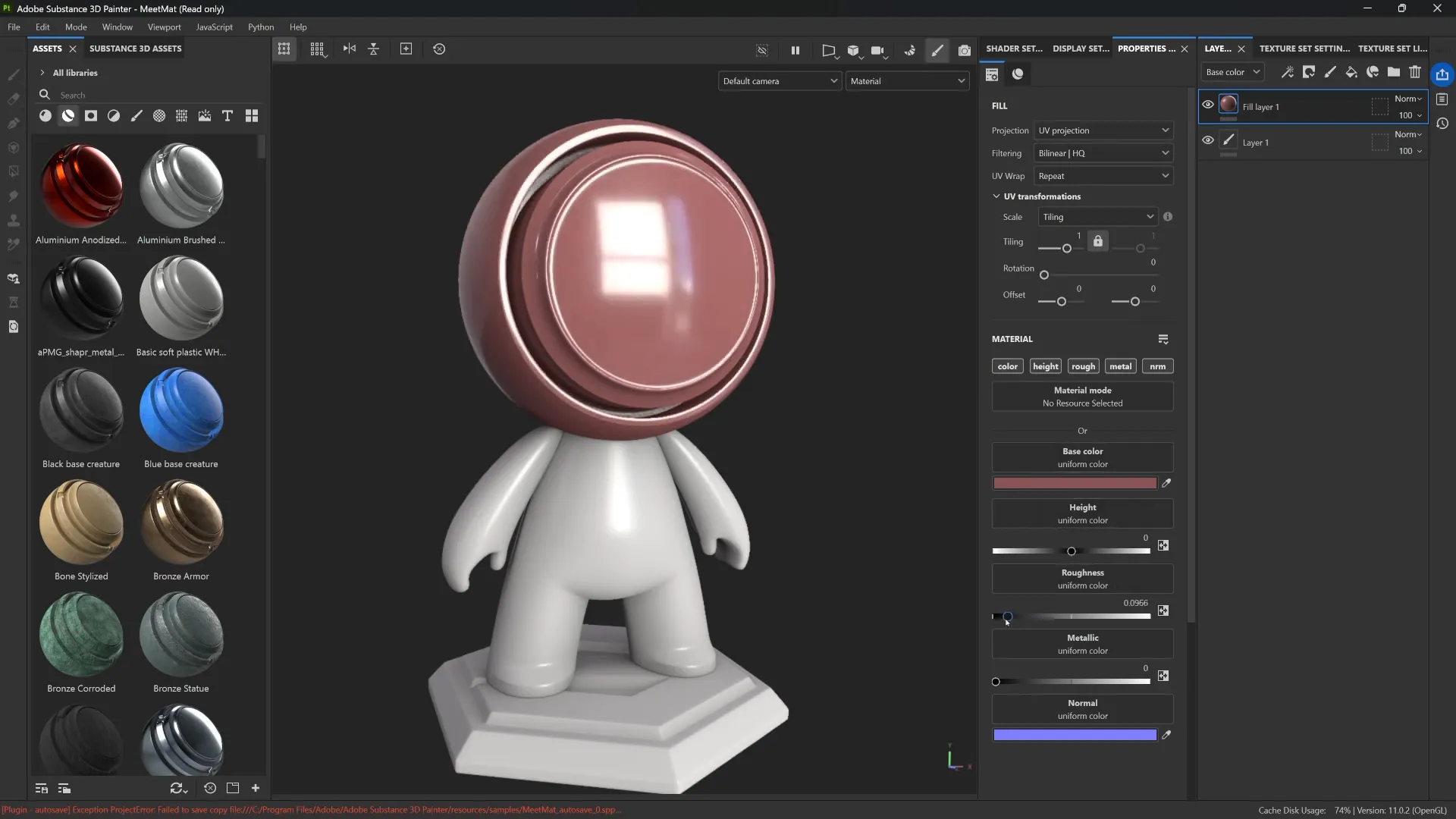 Substance 3D Painter roughness and metallic channel controls
