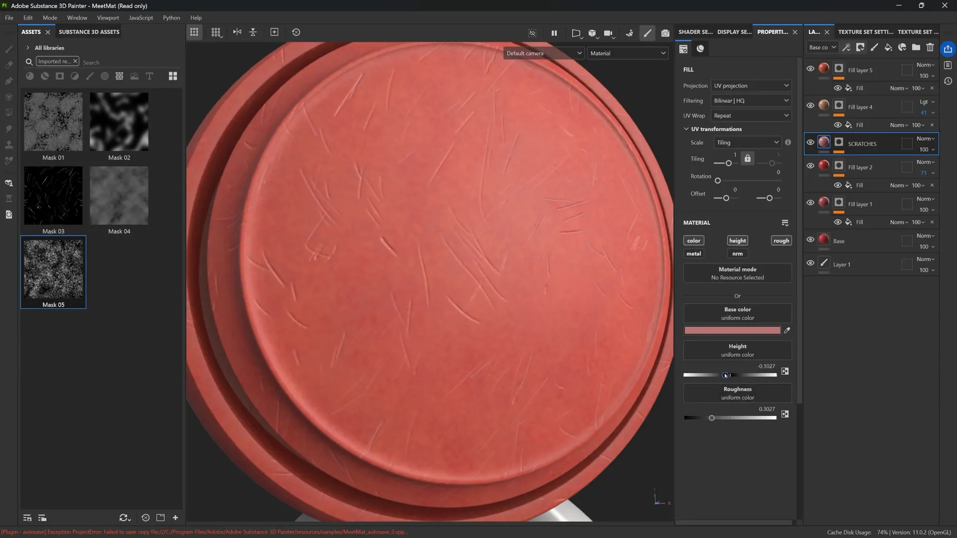 Using height channel to add depth to scratches in Substance 3D Painter