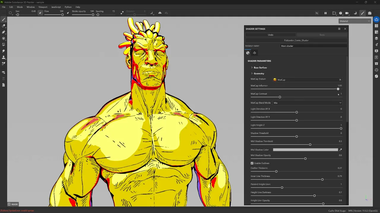 Matcap applied to the model showing bright color wrap