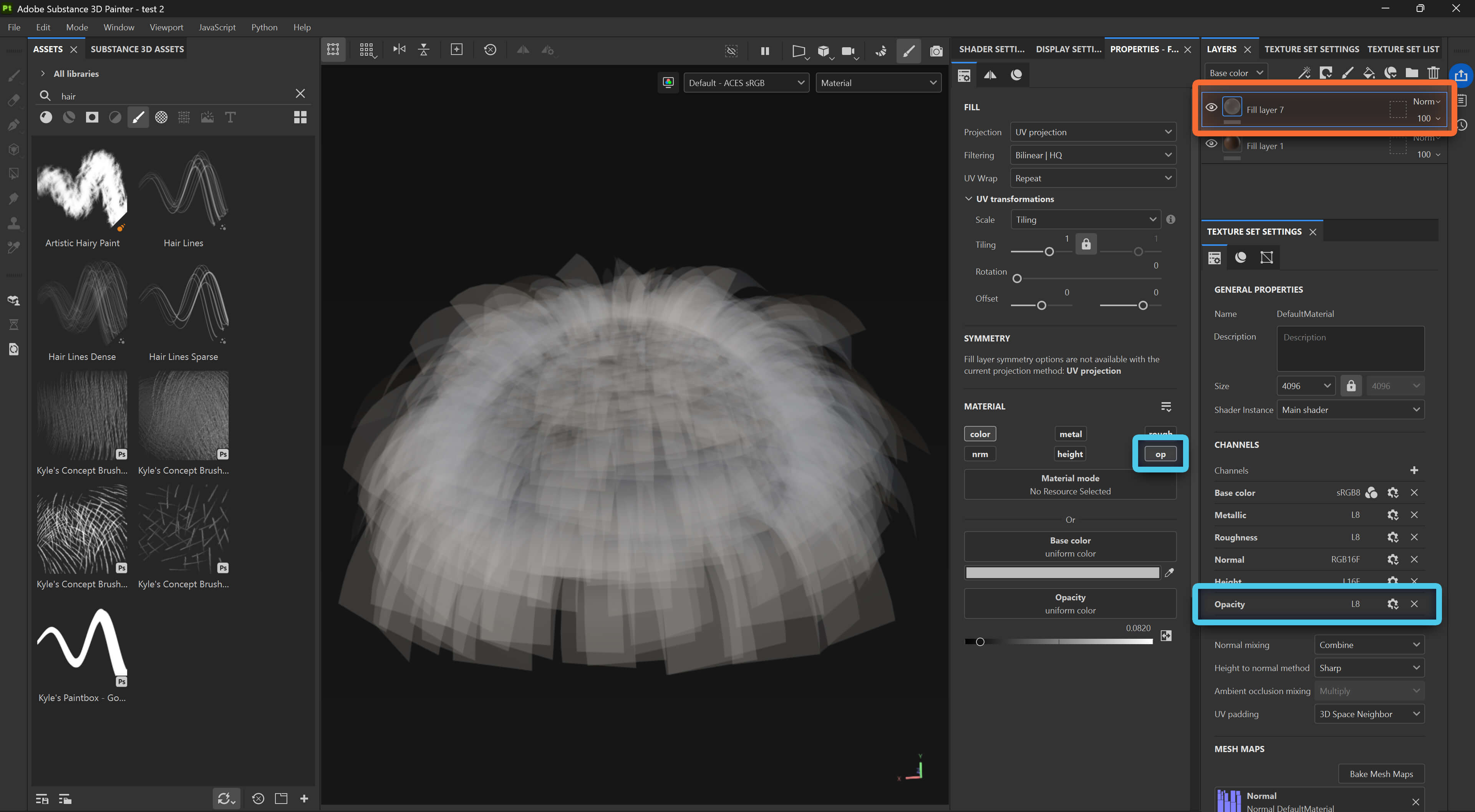 Painting Hair Cards in Painter