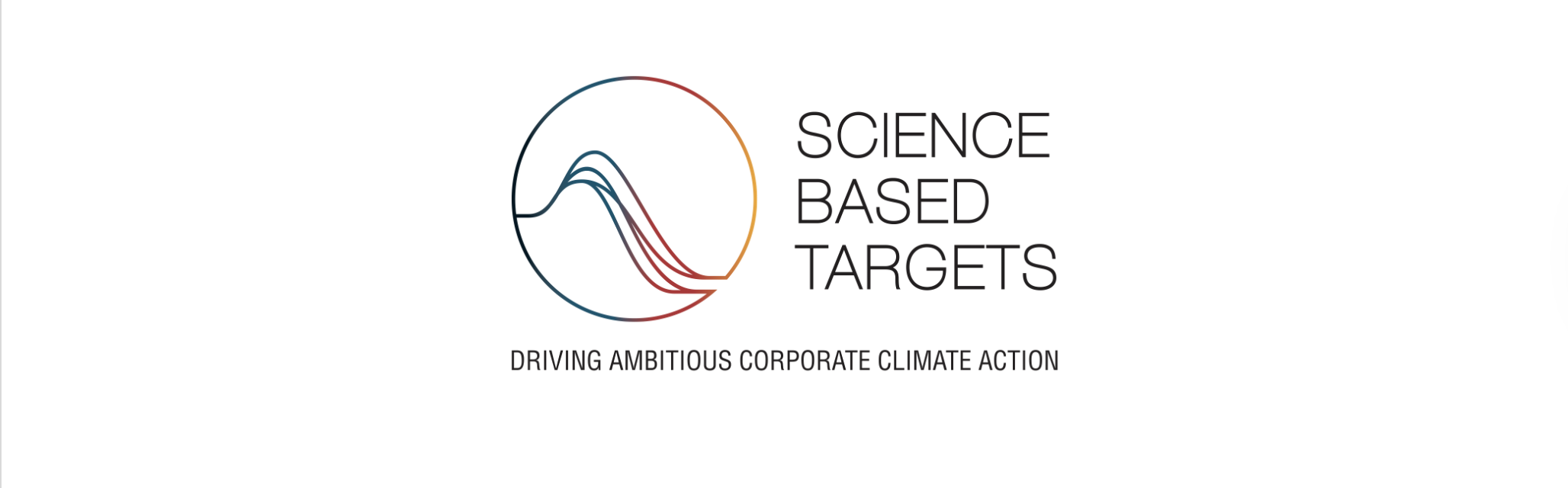 SBTi icon, Words Science Based Targets in capitals and the tagline Driving Ambitious Corporate Climate Action