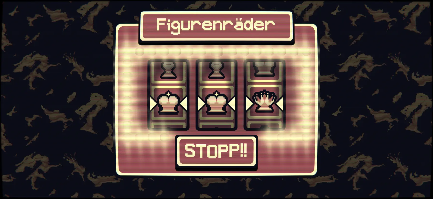 Das Figurenrad: drei rotierende Walzen losen per Stopp-Button die nächste Schachfigur aus.