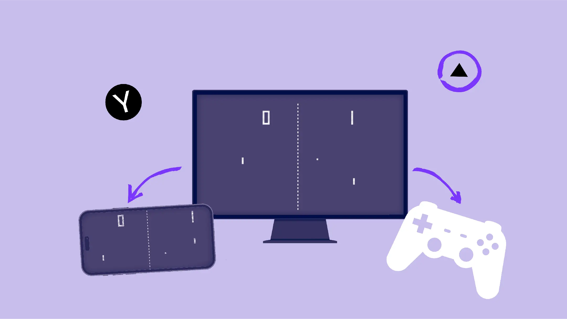 Collage mit Game Controller, Smartphone und PC Screen.
