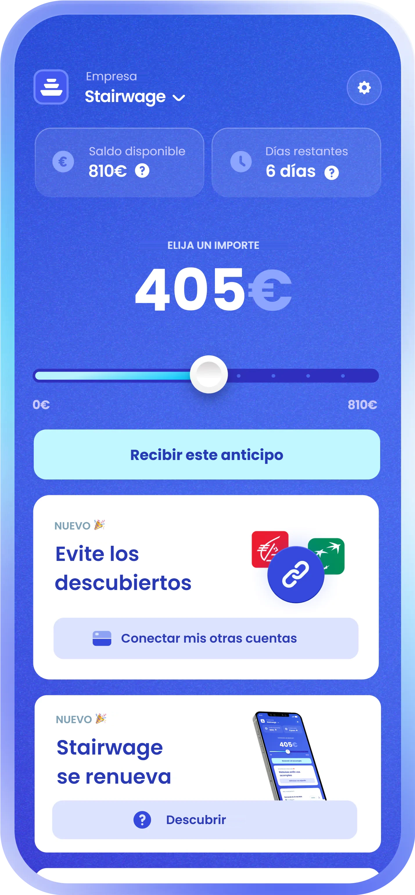 Aplicación Stairwage para solicitar anticipos de nómina