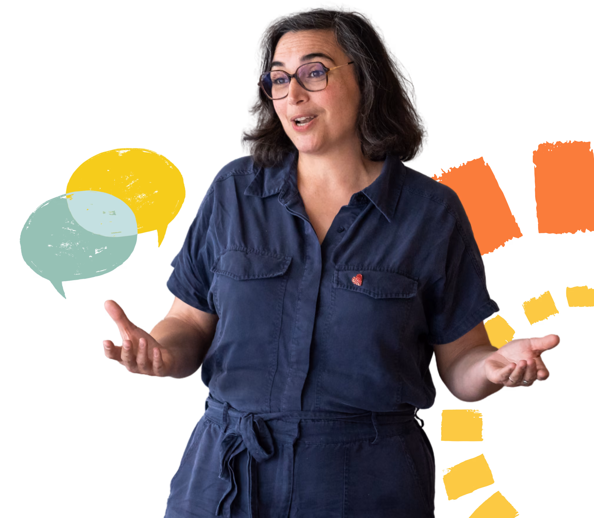 Louise Kolaï, souriante, en train d'animer un atelier