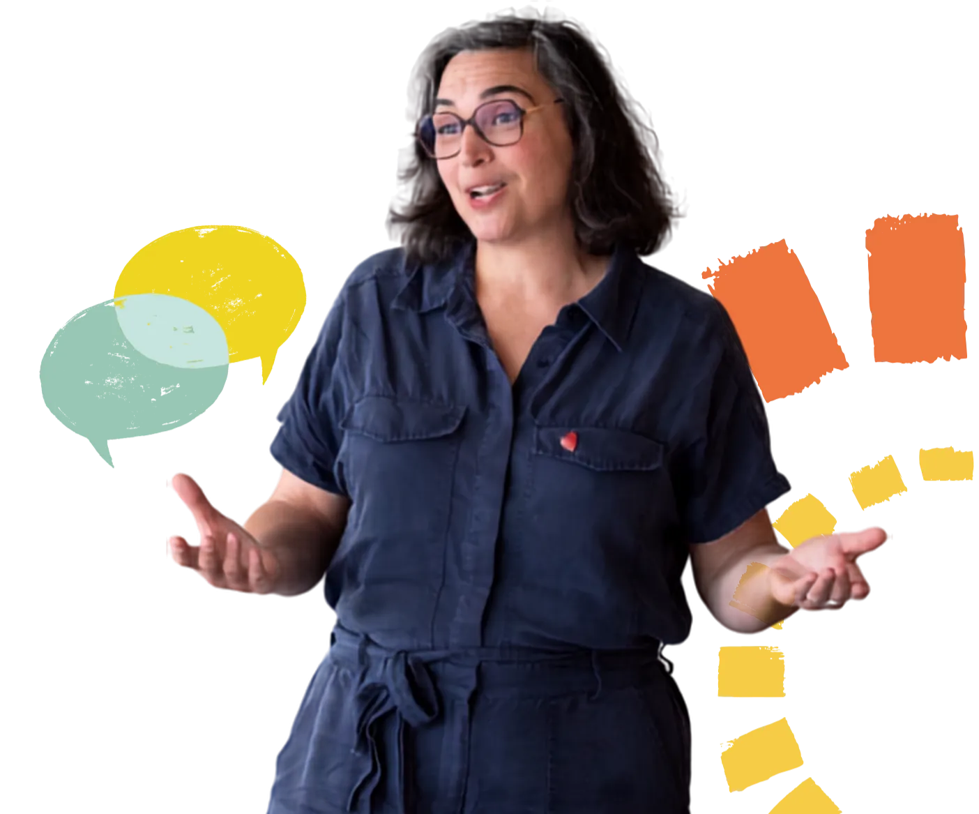 Louise Kolaï, souriante, en train d'animer un atelier
