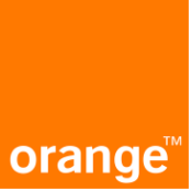 Logo d'Orange avec le mot 'orange' en lettres blanches sur fond orange vif.