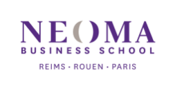 Logo de NEOMA Business School avec les villes Reims, Rouen, Paris mentionnées en dessous.