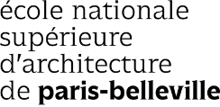 Logo ENsAP, École nationale supérieure d'architecture de Paris with blue abstract shapes forming a circular design on the left and text on the right.
