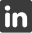 LinkedIn logo in black and white square.