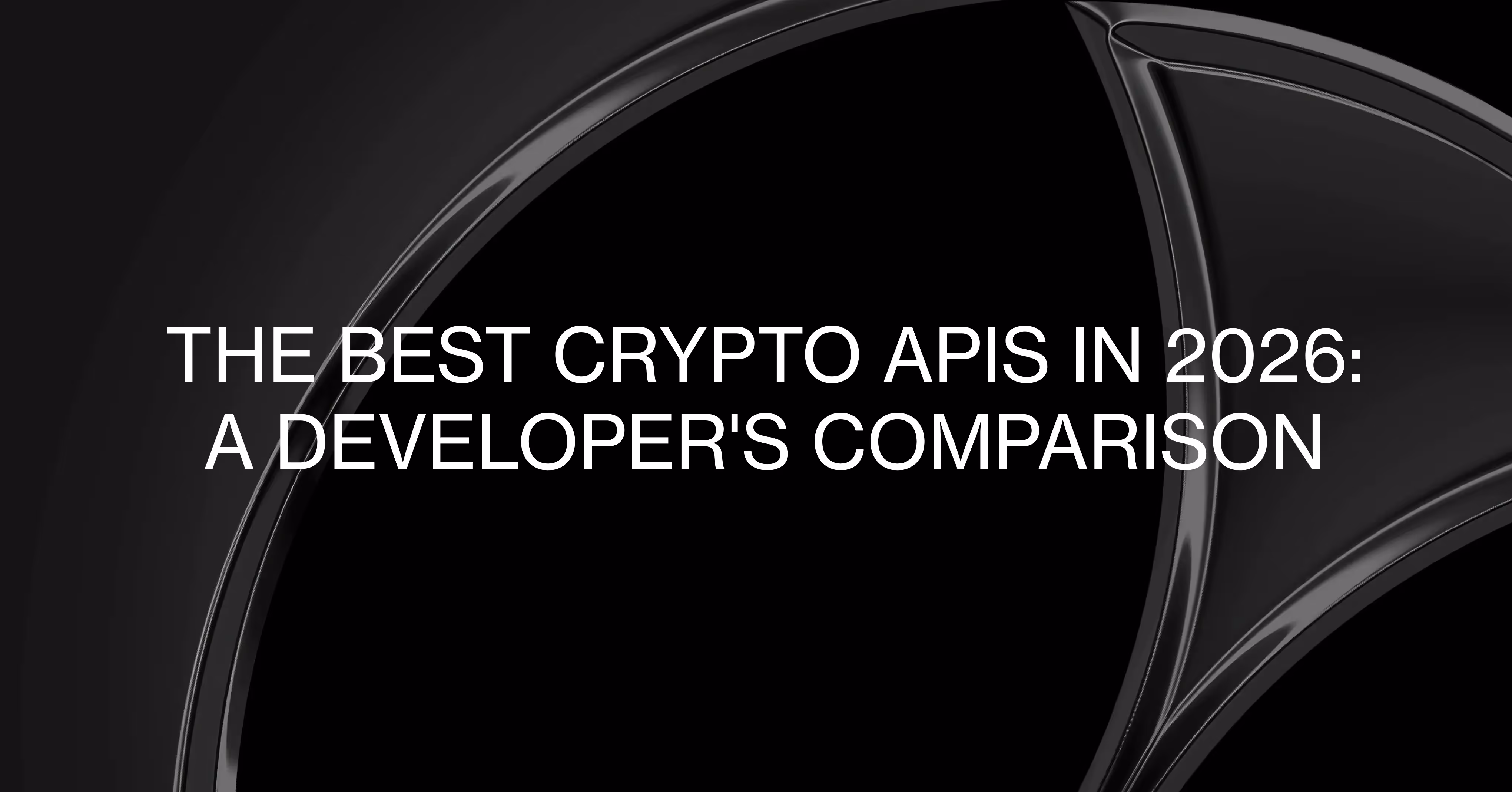 The text of "The Best Crypto APIs in 2026: A Developer's Comparison" with a giant stylized Codex C in the background.