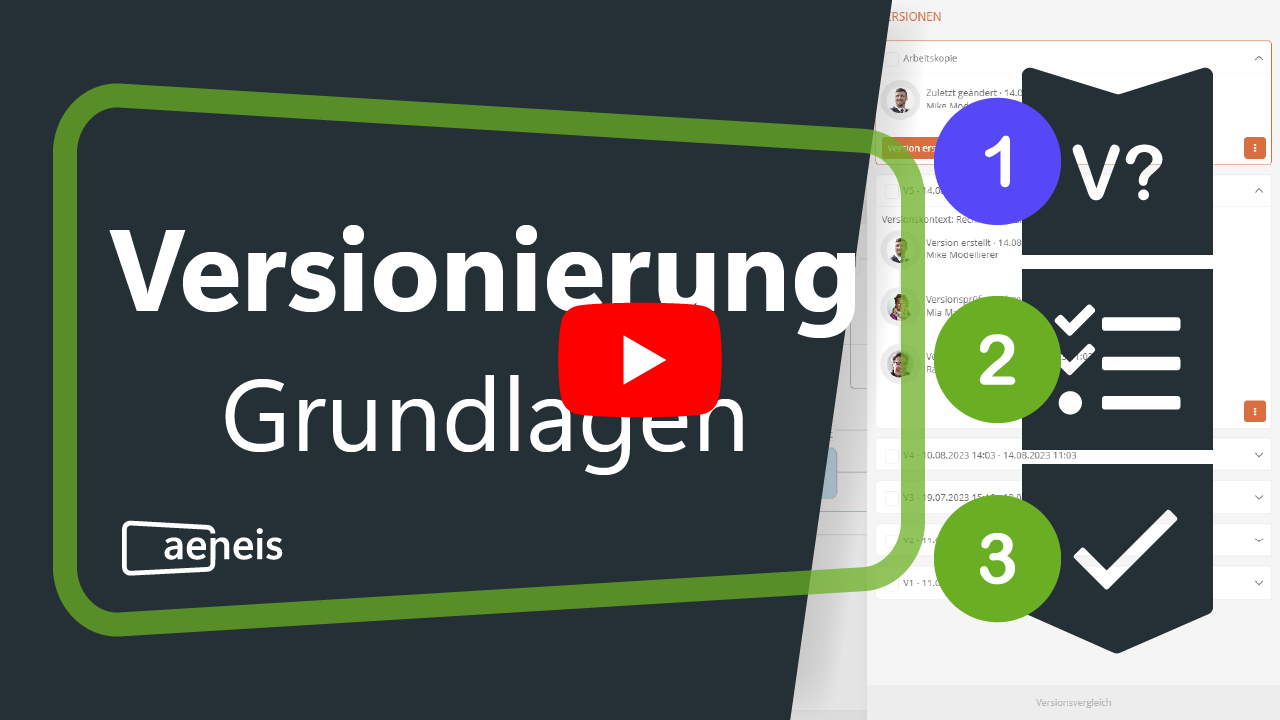 Thumbnail Video zu den Grundlagen der Versionierung von Prozessen in Aeneis