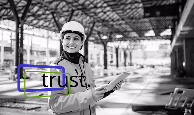 Woman wearing helmet in construction