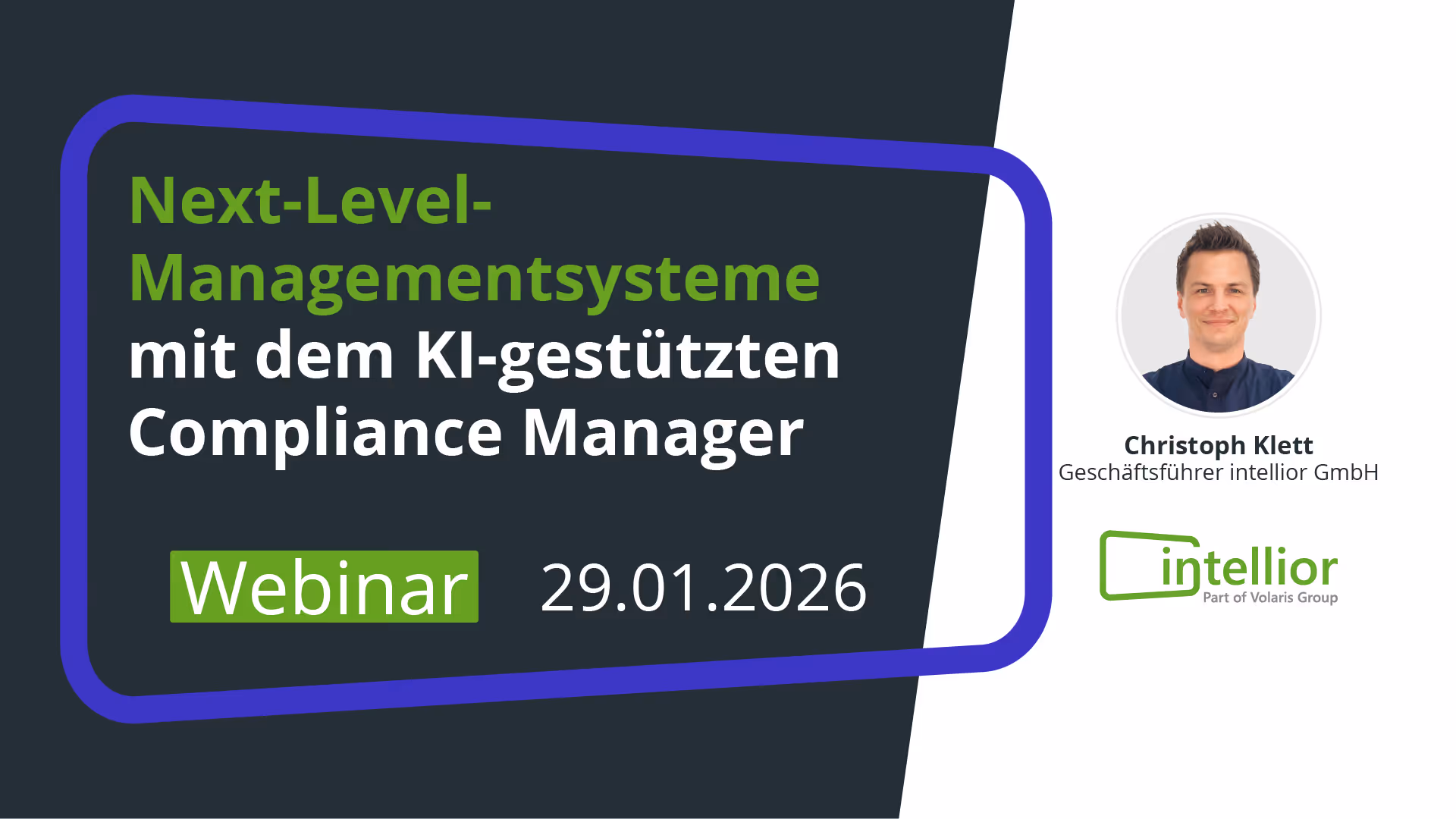 Geschäftsführer Christoph Klett stellt im Webinar KI-gestützte Managementsysteme vor.