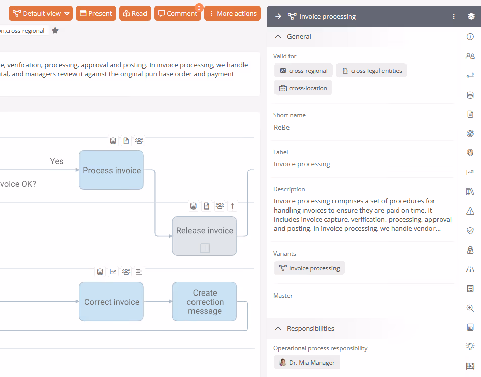 All process information visible in the properties drawer