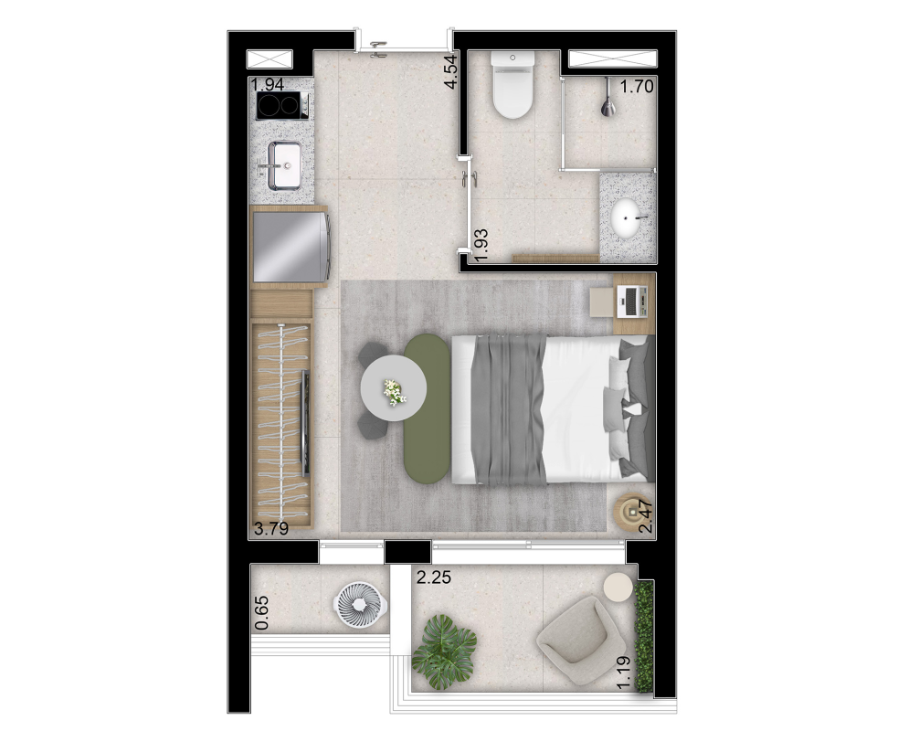 Planta tipo - studio - 24 m²