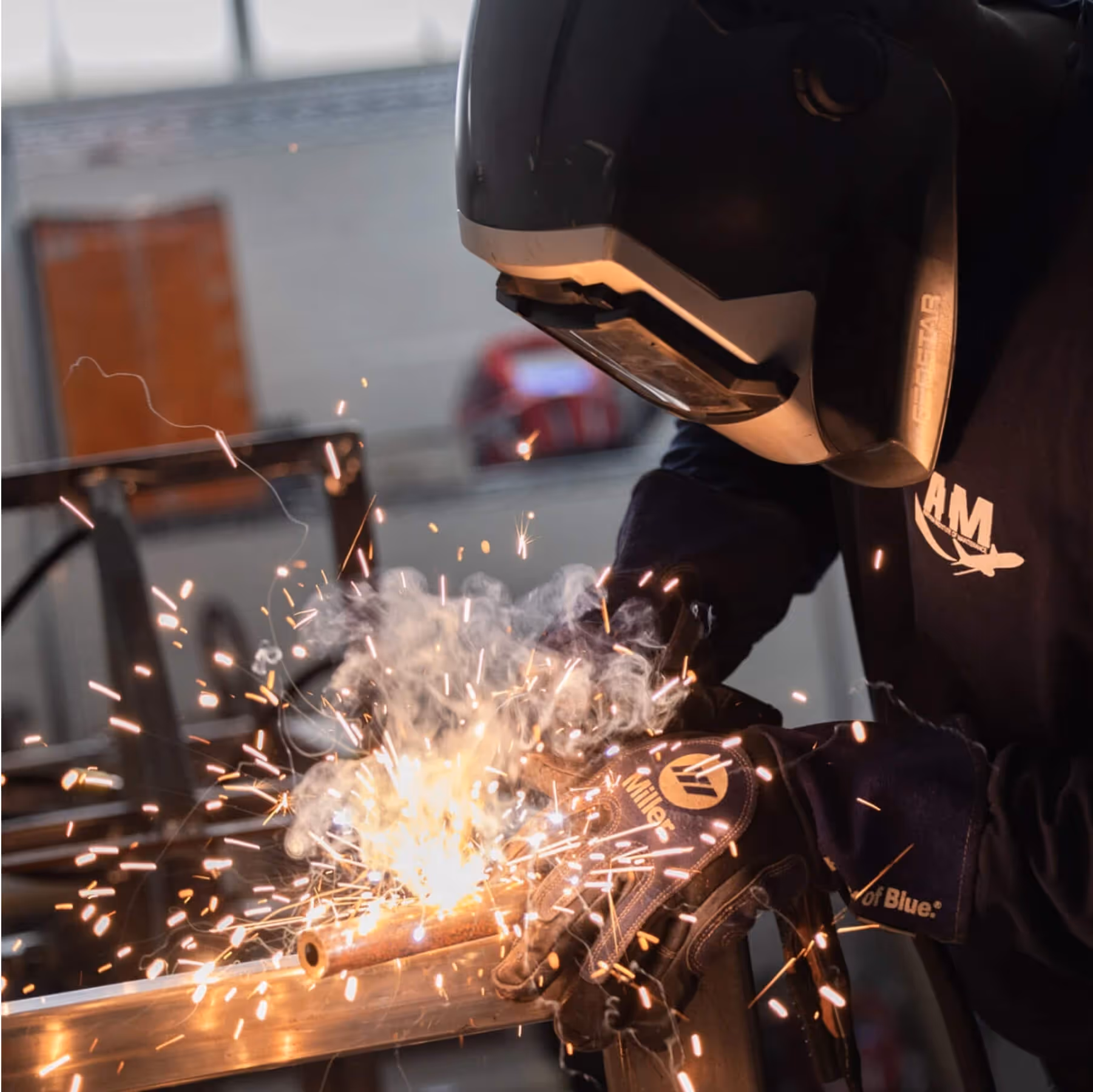 A person doing welding work.