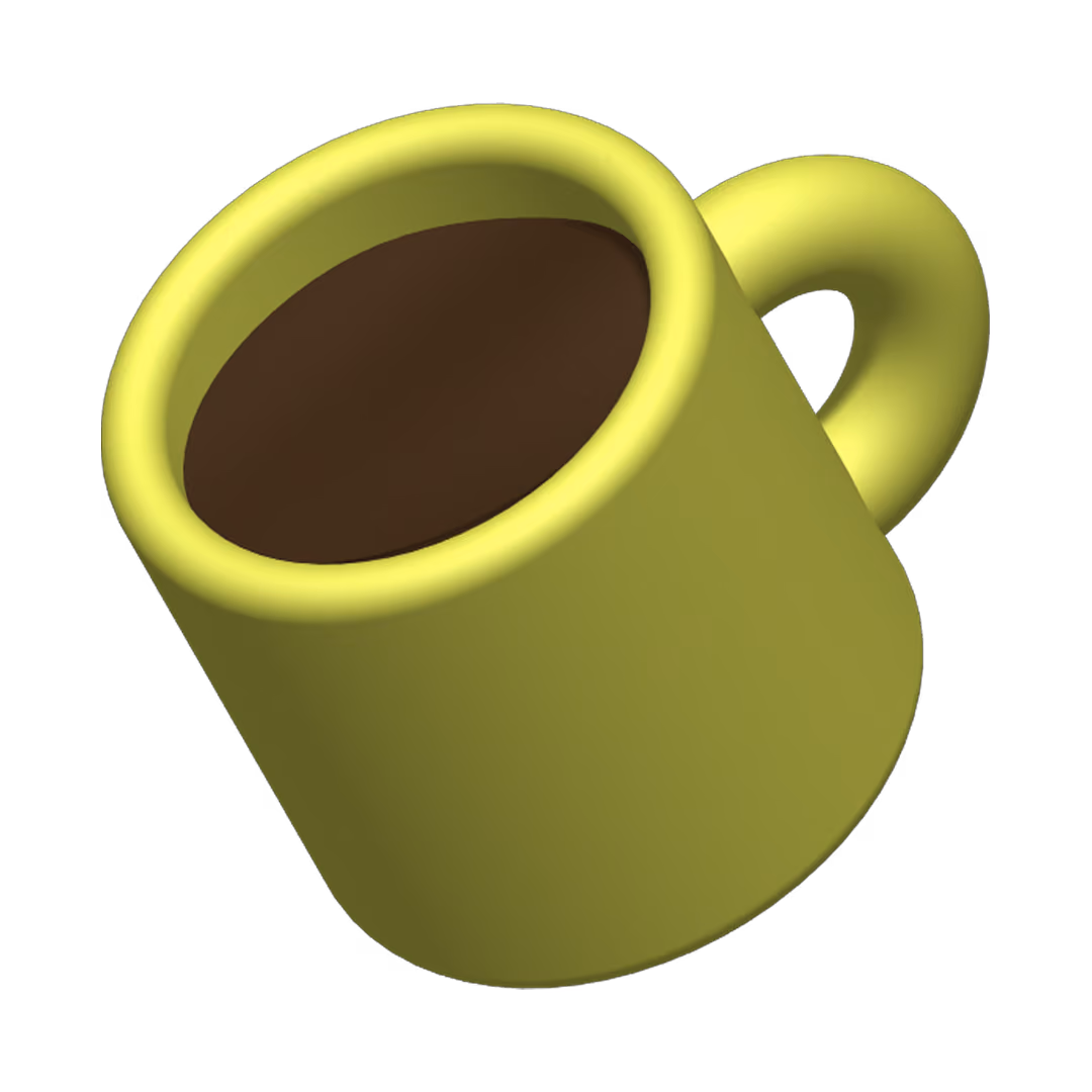 Green coffee mug tilted with dark coffee visible inside.