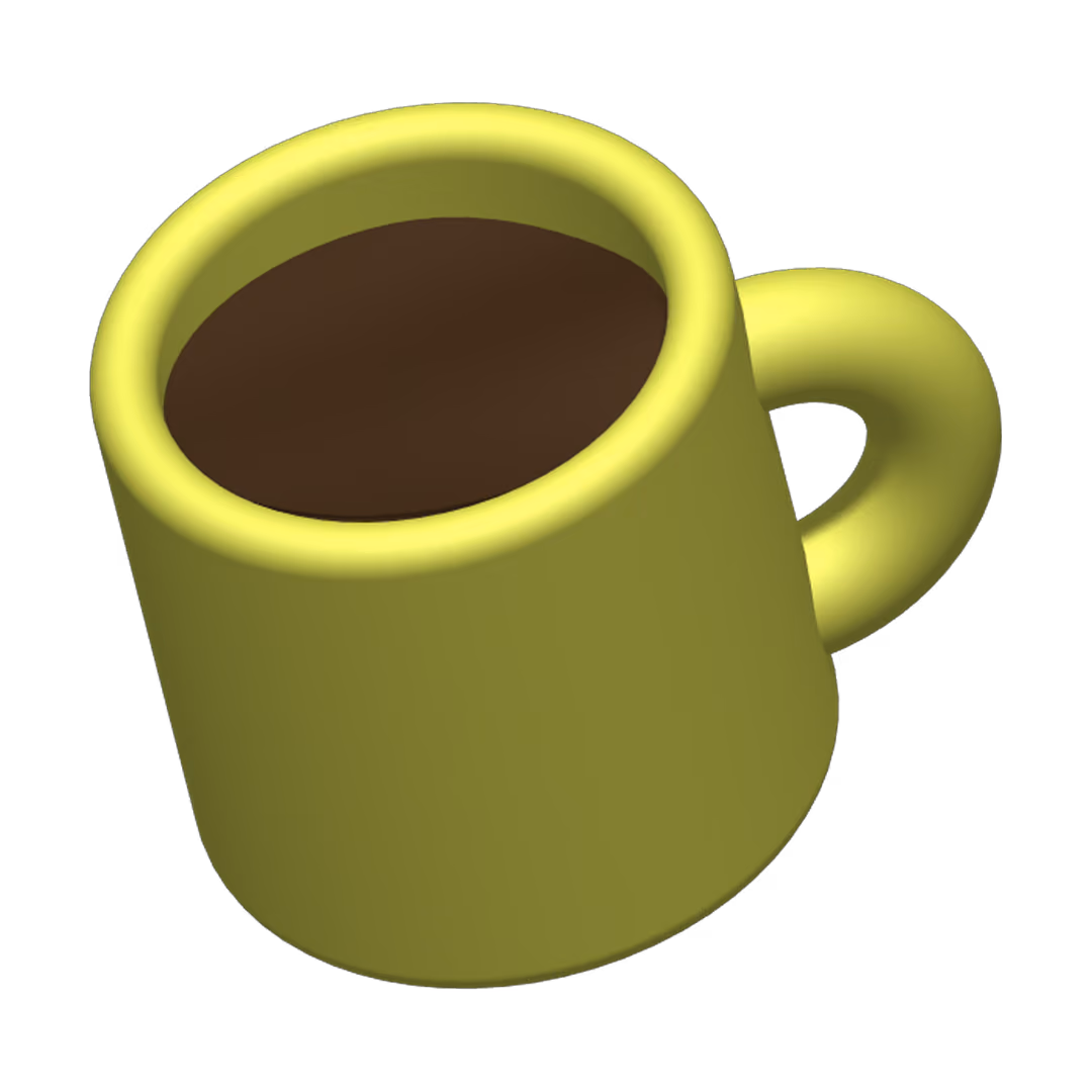 Green coffee mug filled with dark coffee viewed at an angle.