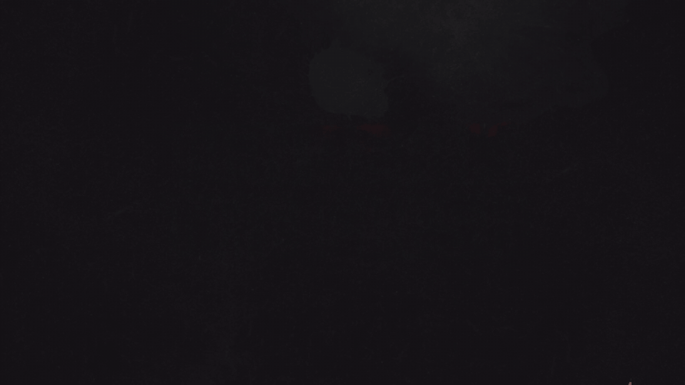 Animated GIF of a text reading TENDER IS THE FLESH with a red overlay of farm animals on black background.