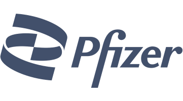 Pfizer-Logo in Dunkelblau mit stilisiertem Oval hinter dem Text.