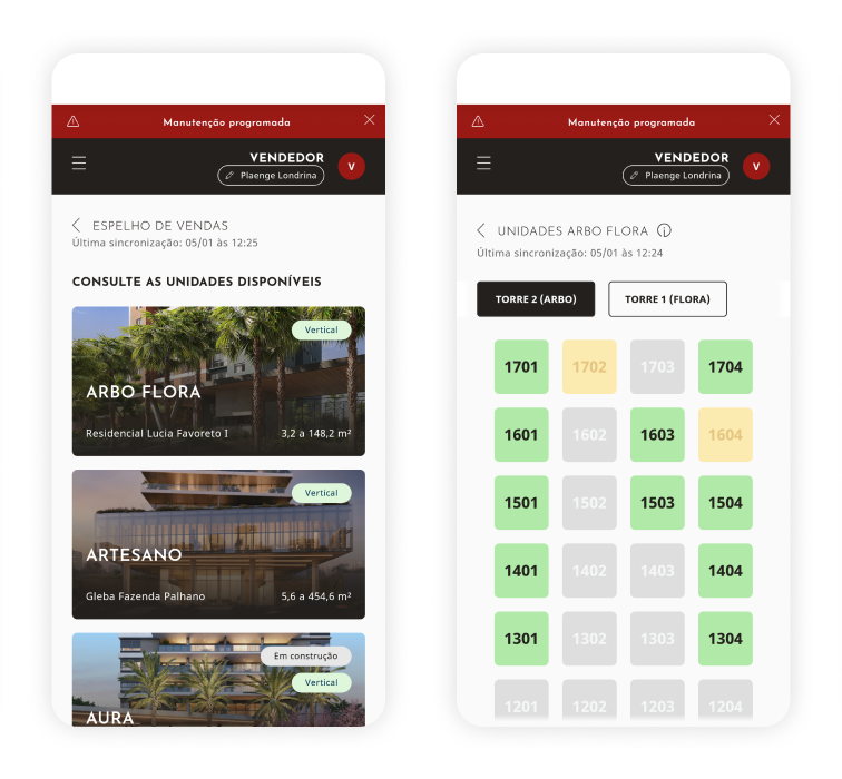 Screenshots de telas de aplicativos