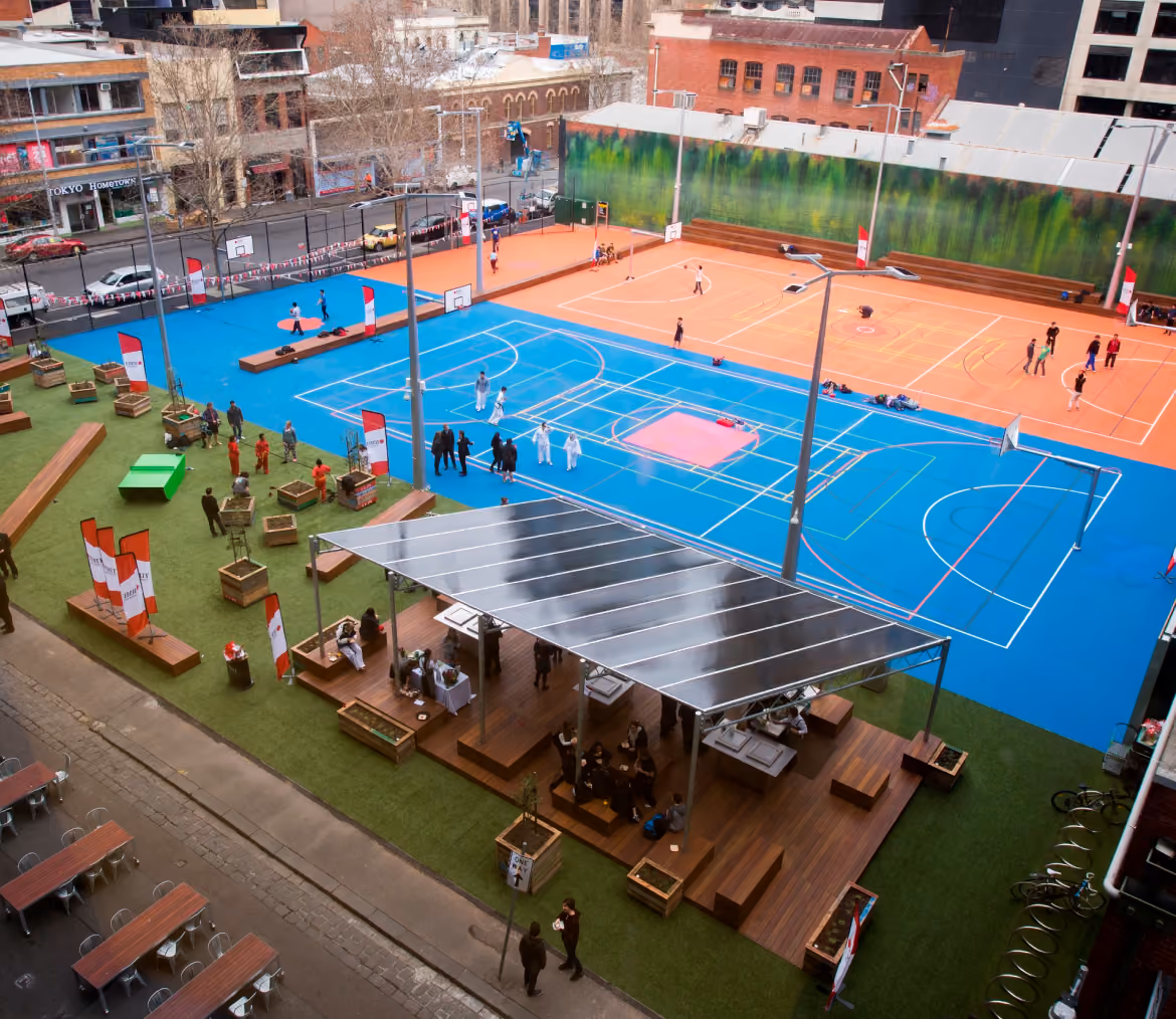 A pickleball venue with multiple courts