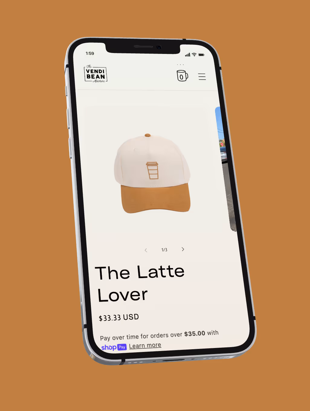 Mobile product preview mockup showcasing UI design and ecommerce presentation by Silv Studio using Webflow.