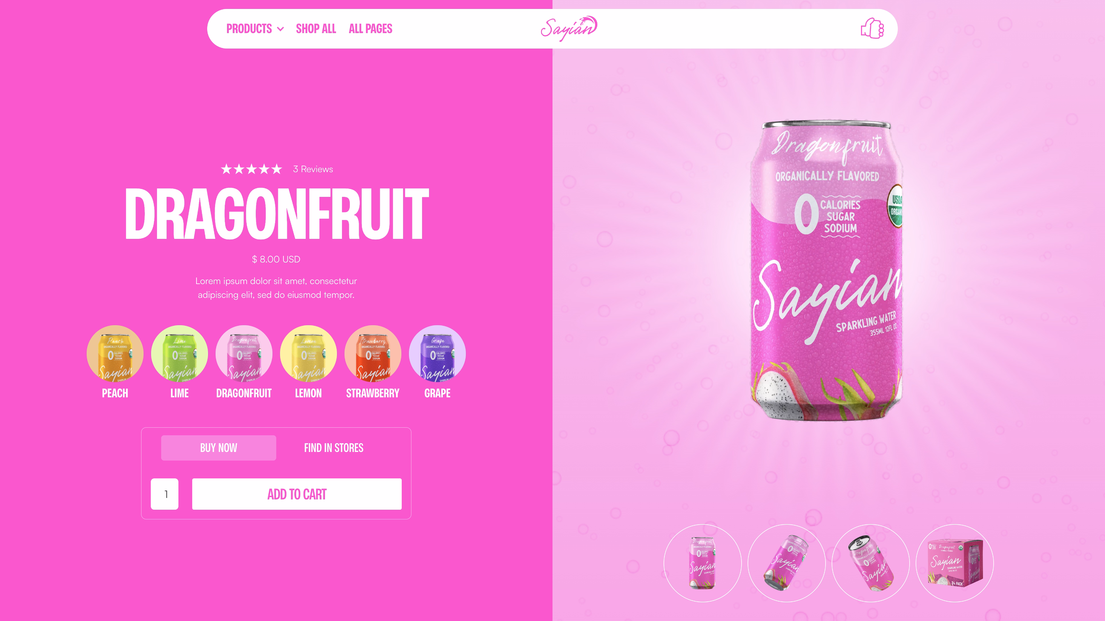 Grapefruit energy drink website design by Silv Studio showcasing bold branding and Webflow ecommerce layout.