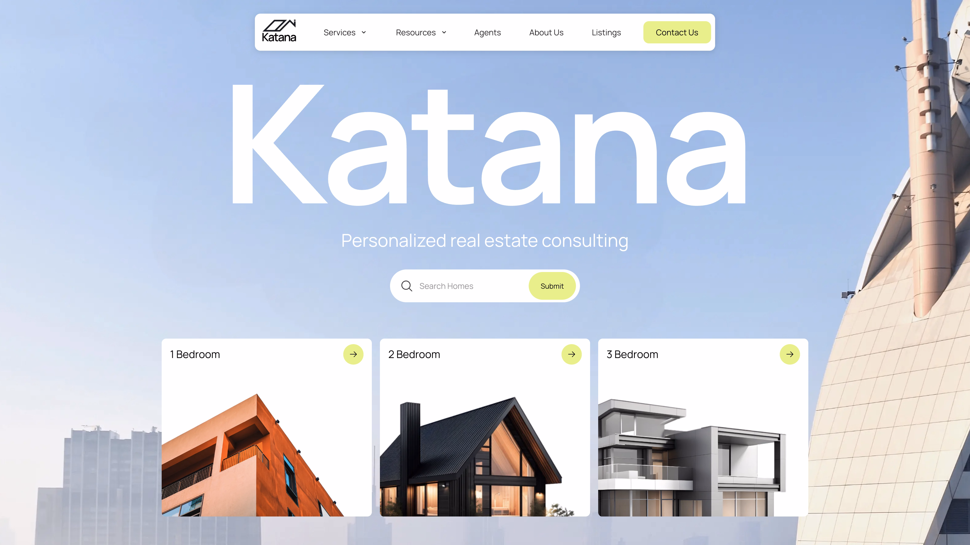 Katana real estate website designed by Silv Studio using Webflow with modern layout and property focused visuals.