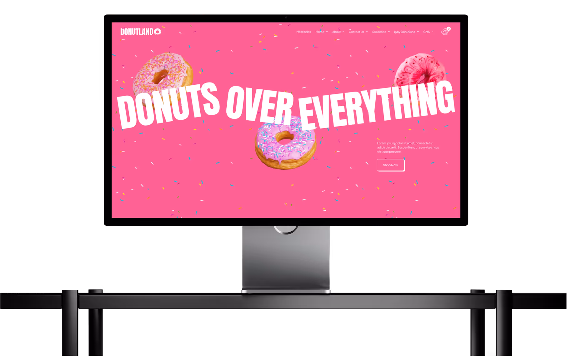 Donuts brand website displayed on desktop showcasing playful Webflow website design by Silv Studio.