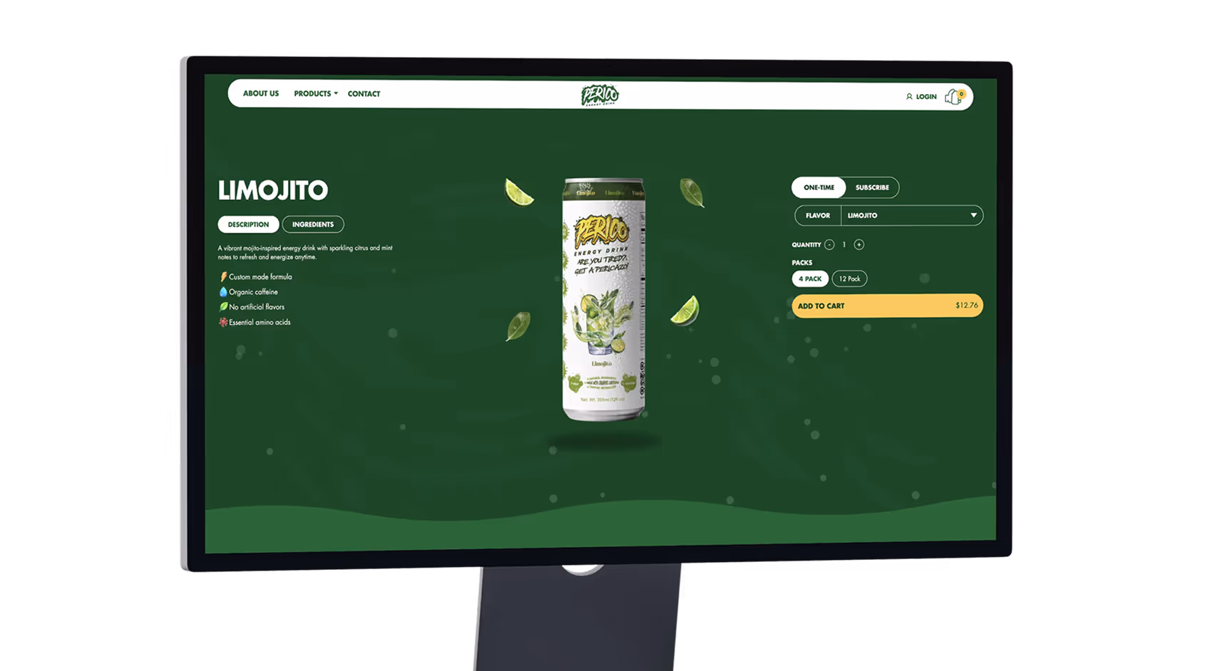 Beverage brand website designed in Webflow by Silv Studio showcasing modern ecommerce focused web design.