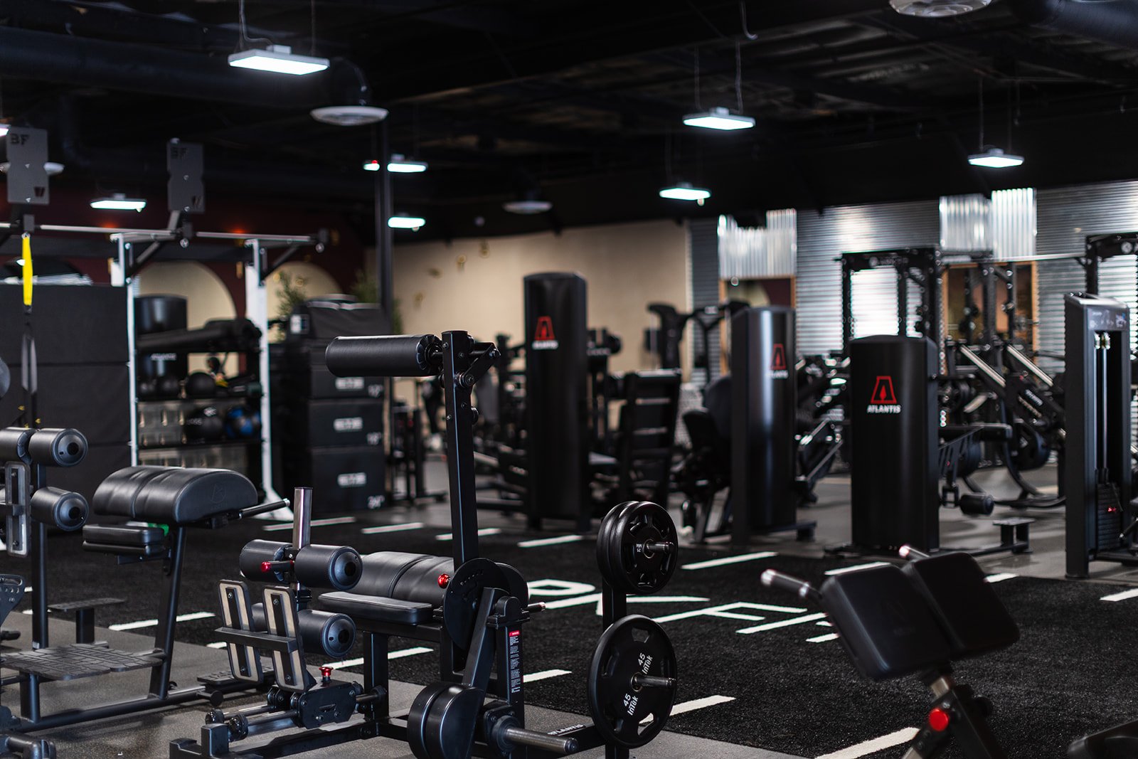 The uncrowded Ark Fit open gym floor with Atlantis machines and racks