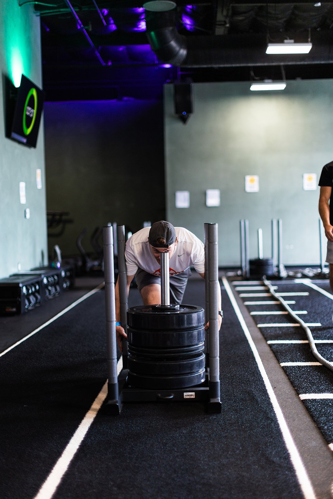Sled push down the lane