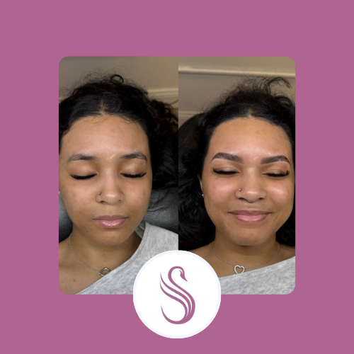 before and after of a recent brow service