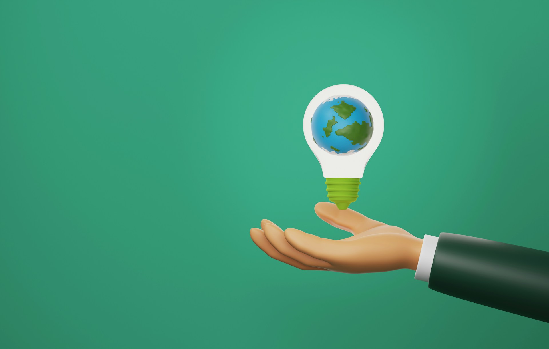Hand holding a lightbulb with a globe inside, representing sustainable ideas and environmentally responsible corporate transport aligned with ESG goals.