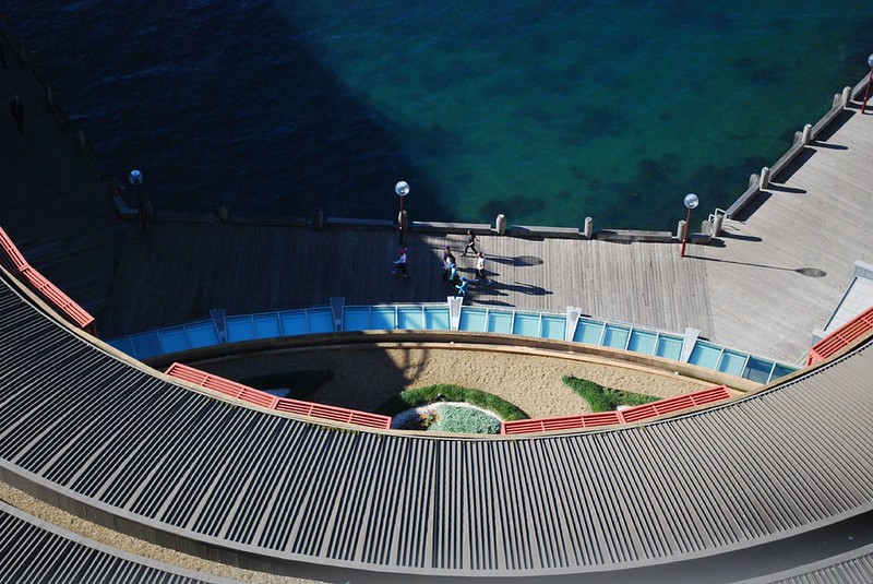 Aerial view of the curved waterfront surrounding Park Hyatt Sydney on Sydney Harbour. Attribution: Photo by Alpha on Flickr, licensed under CC BY 2.0. https://www.flickr.com/photos/avlxyz/3821902145/