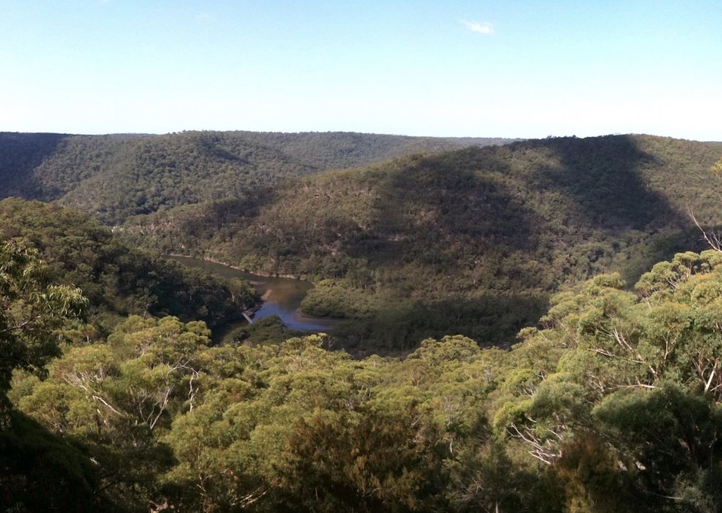Bobbin Head in Ku-ring-gai Chase National Park, featuring bushland and a winding waterway. Photo credit: Stephan Ridgway, Flickr.