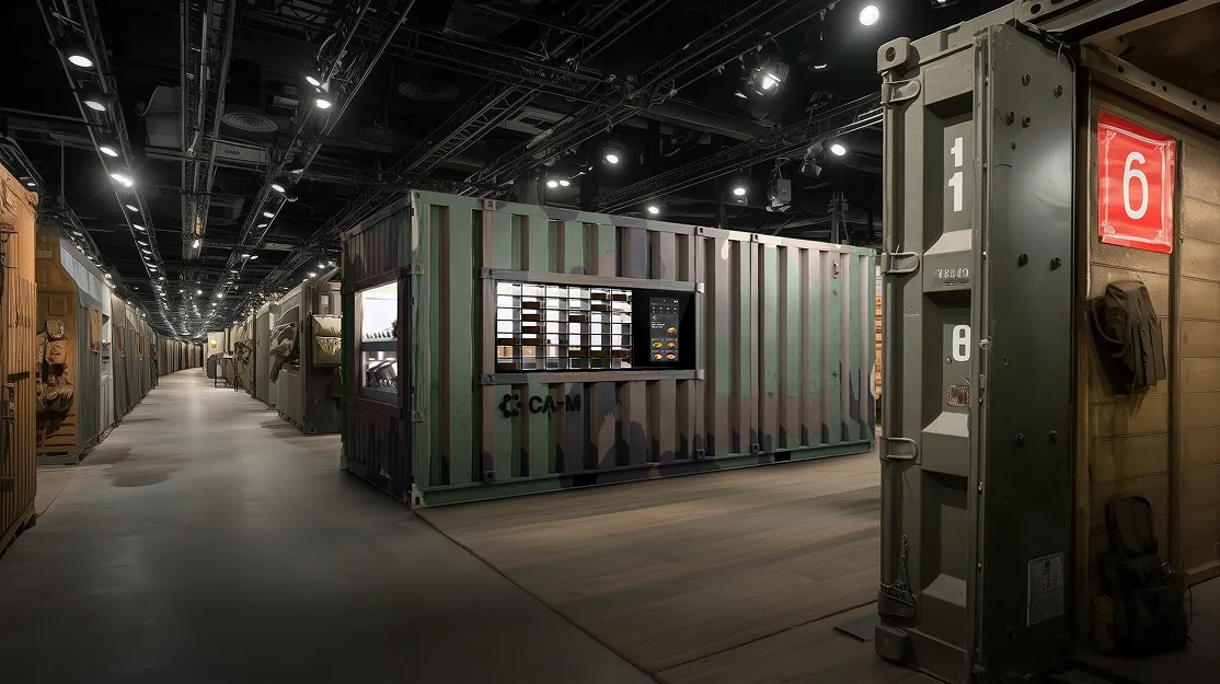 CA-M containerized robotic kitchen by Circus Group designed for military catering and autonomous food service operating on a military base.