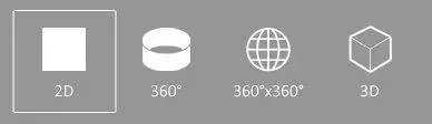 Conférence Club LR 360 avril 2015 à Montpellier : pictogrammes des formats d'image 2D, 360 degrés et 3D
