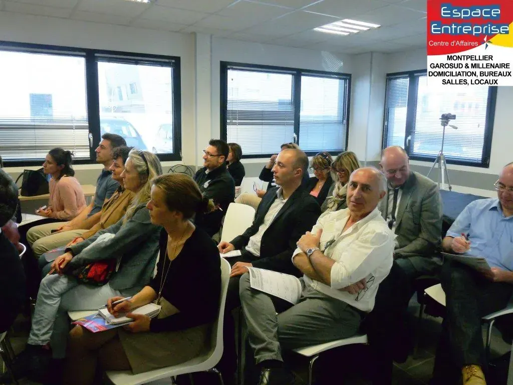 Conférence Espace Entreprise avril 2016 à Montpellier sur les objectifs des entreprises : public assis en rangées écoutant la conférence